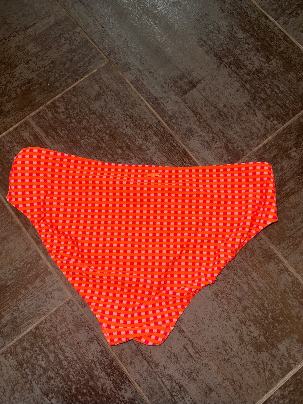 Sea level Bright Orange & Pink Check Bikini Bottom - Picture 4 of 5